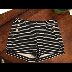 J. Crew nautical high waist shorts, navy and white